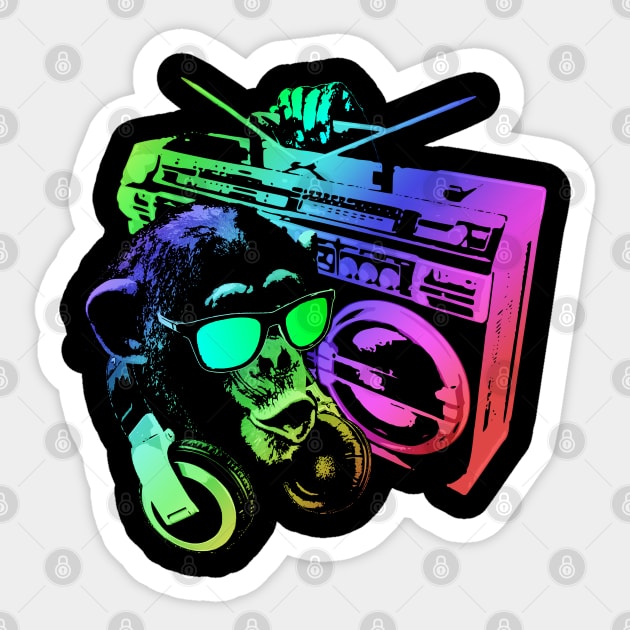 Neon Monkey Boombox Sticker by Nerd_art